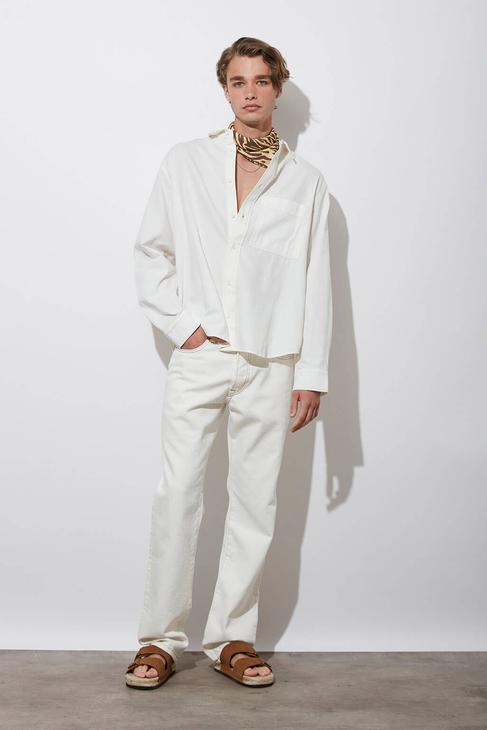  Kontrast Dikişli Orta Bel Loose Jean