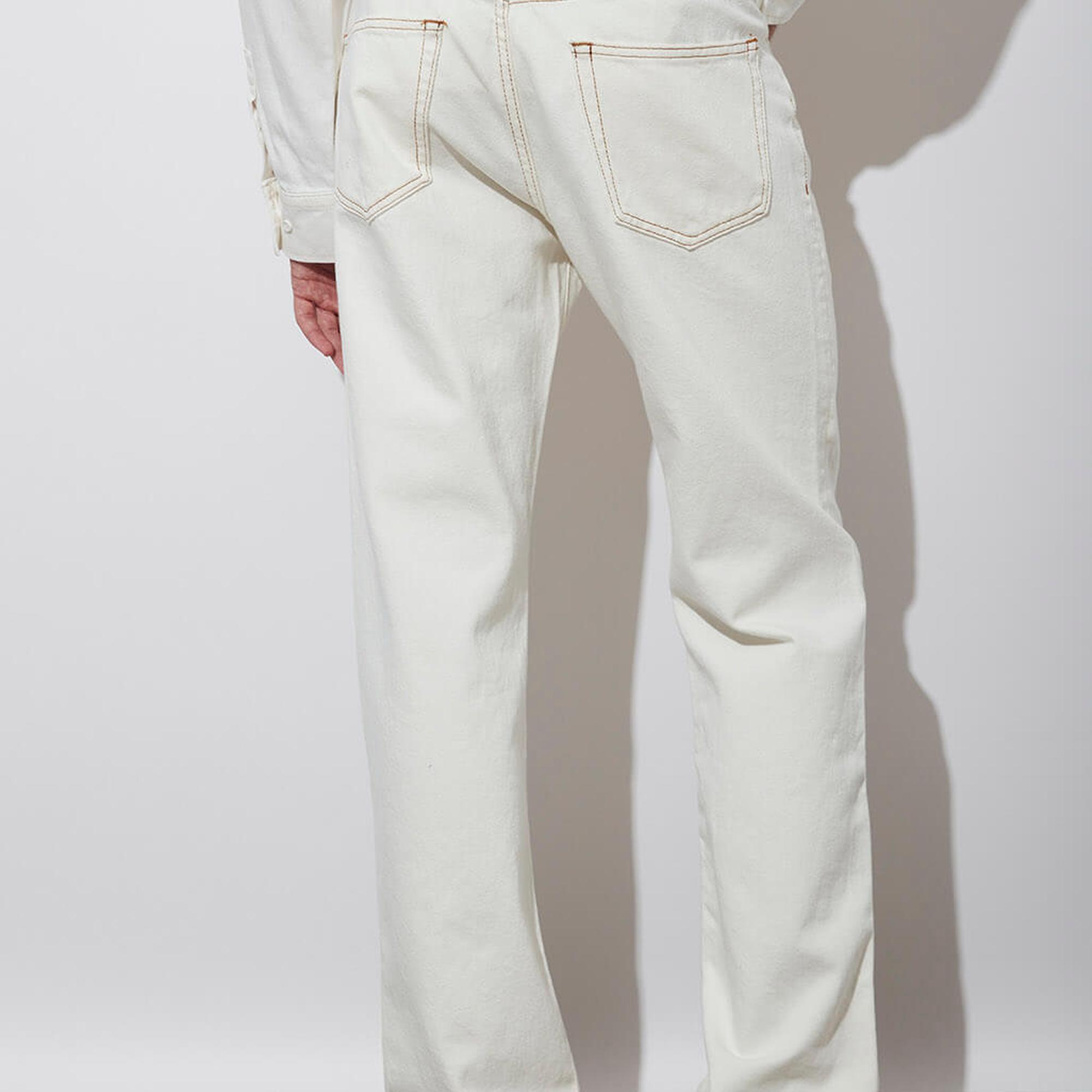 Kontrast Dikişli Orta Bel Loose Jean