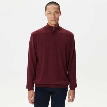  Nautica Erkek Bordo Standart Fit Dik Yakalı Kazak