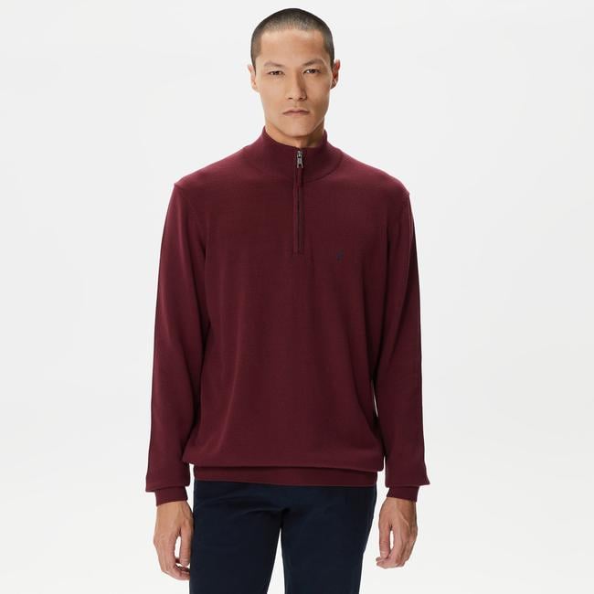  Nautica Erkek Bordo Standart Fit Dik Yakalı Kazak