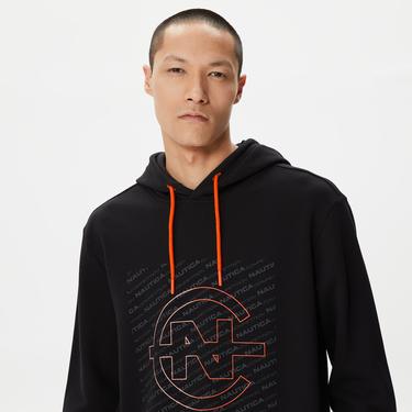  Nautica Erkek Siyah Standart Fit Kapüşonlu Sweatshirt
