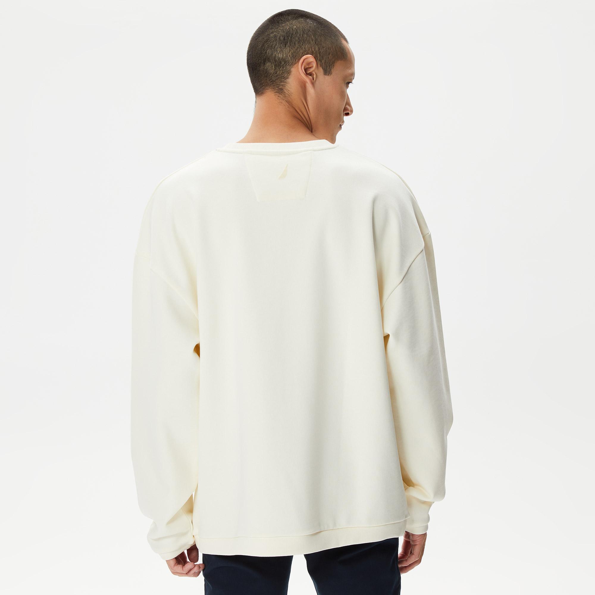 Nautica Erkek Beyaz Standart Fit Sweatshirt