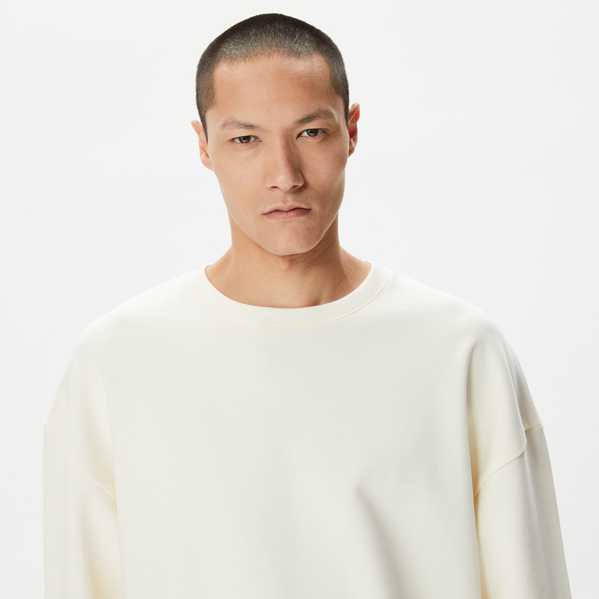 Nautica Erkek Beyaz Standart Fit Sweatshirt