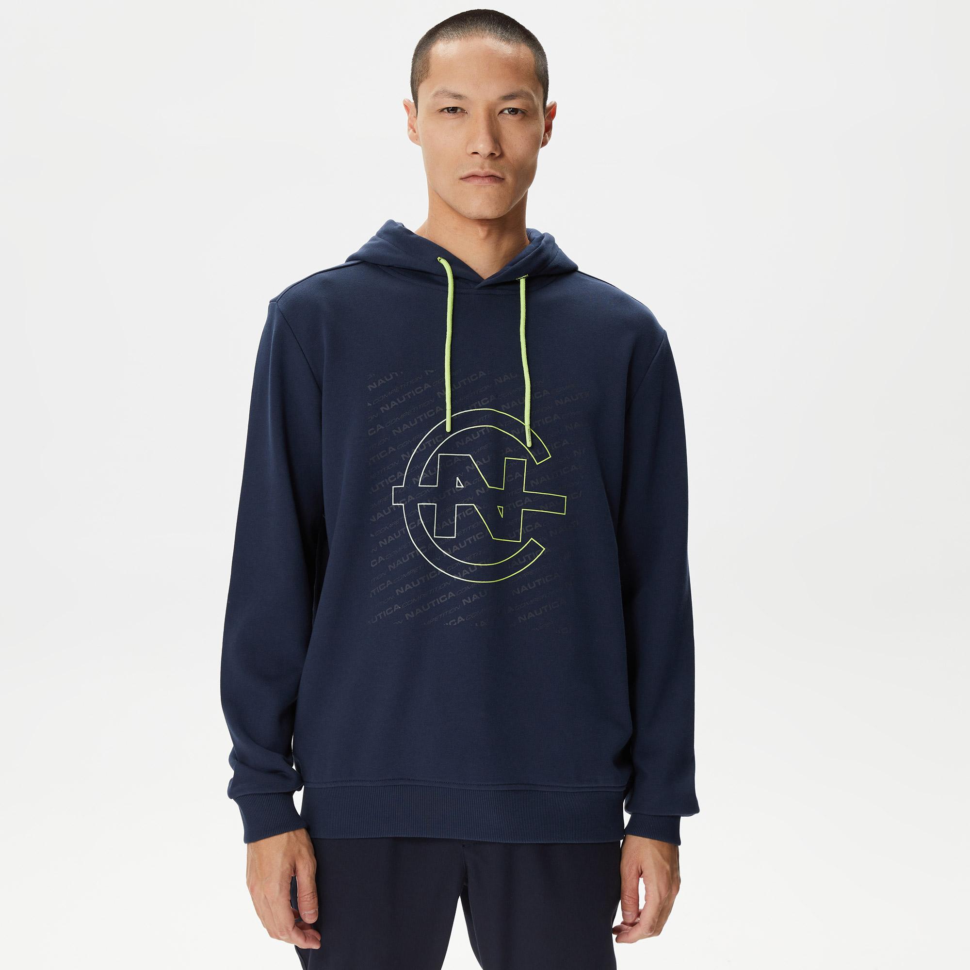 Nautica Erkek Lacivert Standart Fit Kapüşonlu Sweatshirt