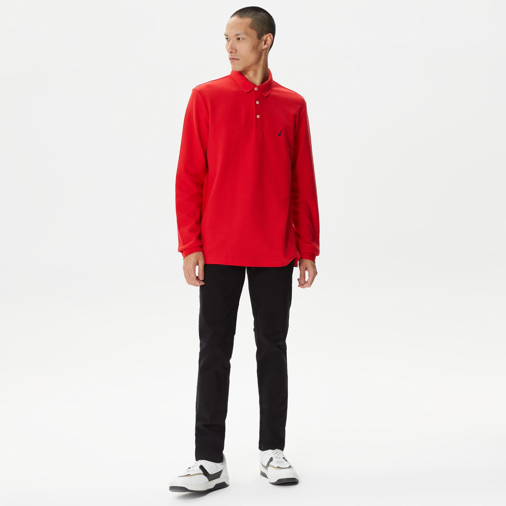 Nautica Erkek Kırmızı Classic Fit Uzun Kollu Polo