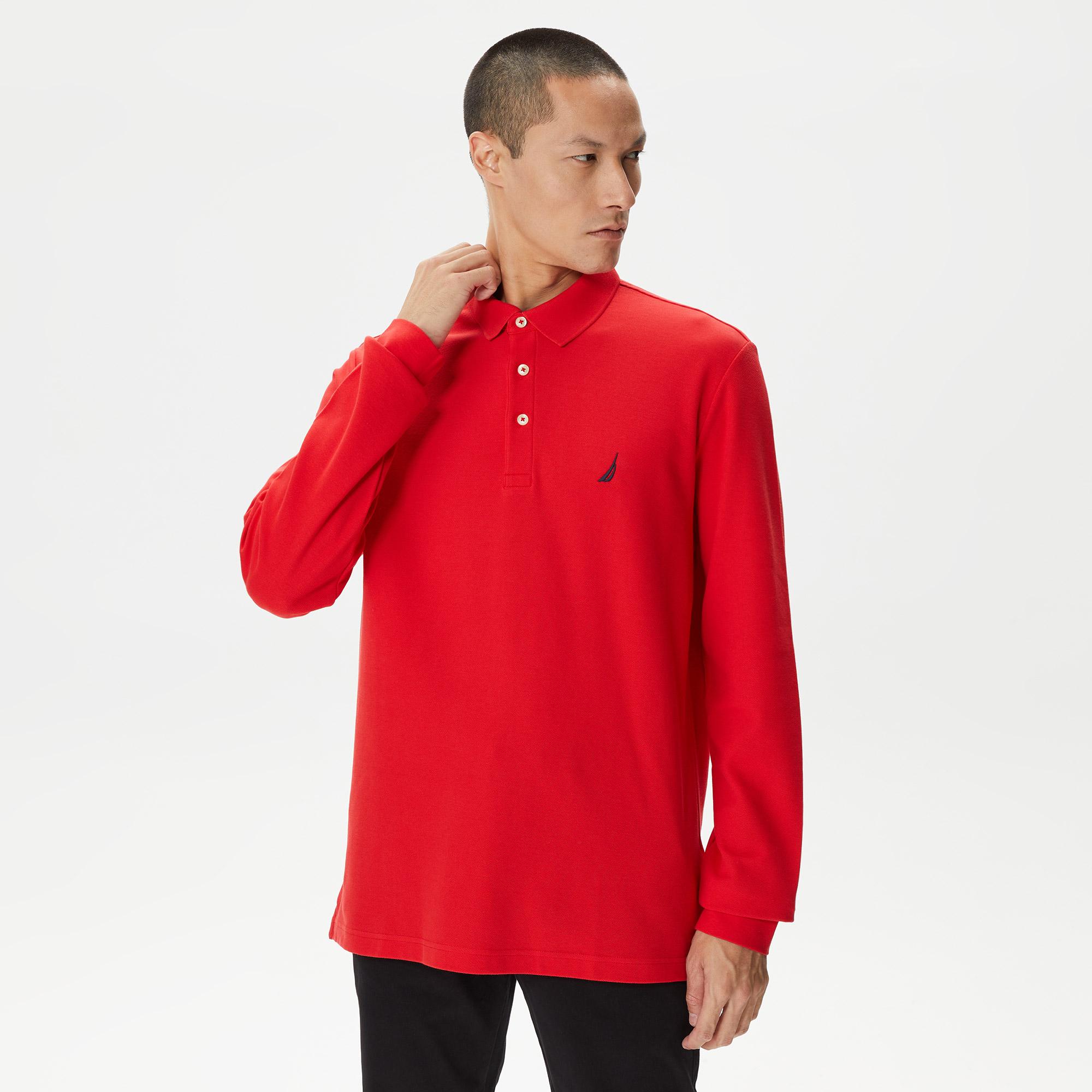 Nautica Erkek Kırmızı Classic Fit Uzun Kollu Polo