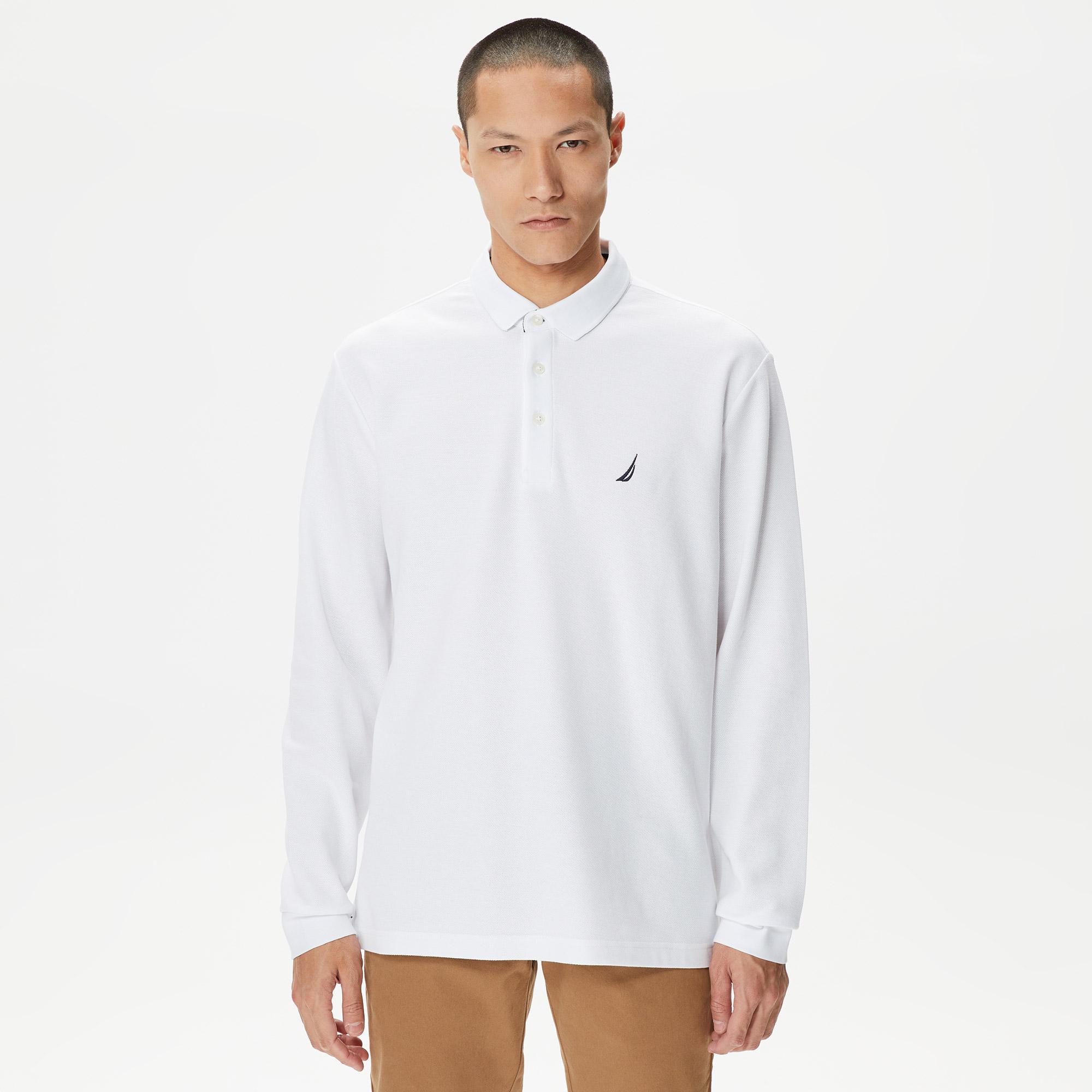 Nautica Erkek Beyaz Classic Fit Uzun Kollu Polo