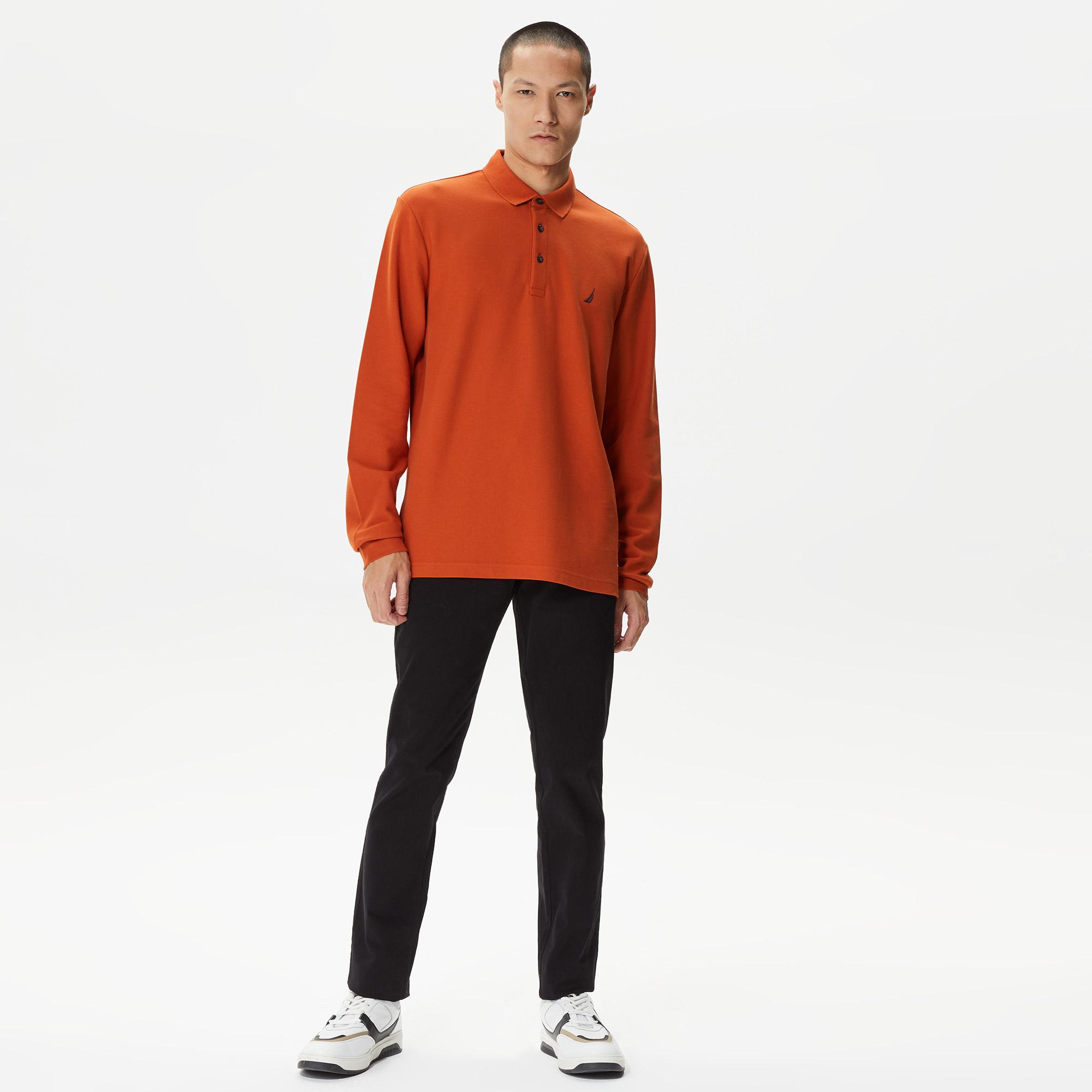 Nautica Erkek Turuncu Classic Fit Uzun Kollu Polo