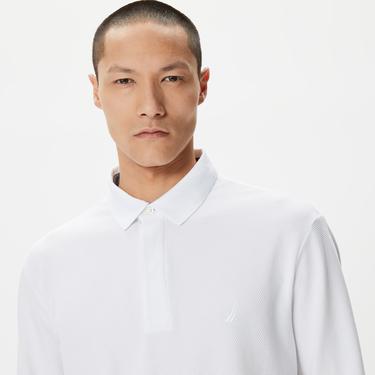  Nautica Erkek Beyaz Slim Fit Uzun Kollu Polo Yaka T-Shirt
