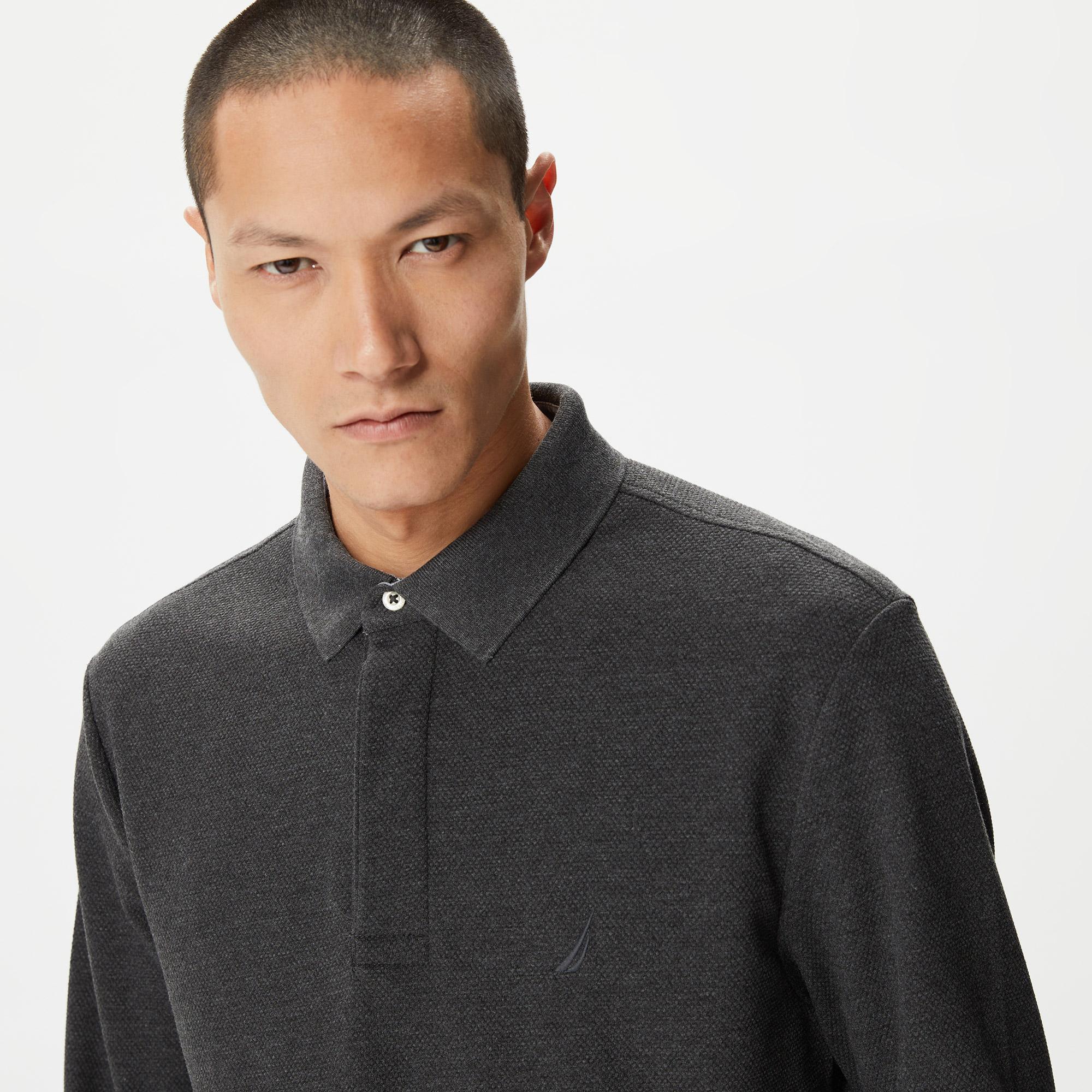 Nautica Erkek Gri Slim Fit Uzun Kollu Polo