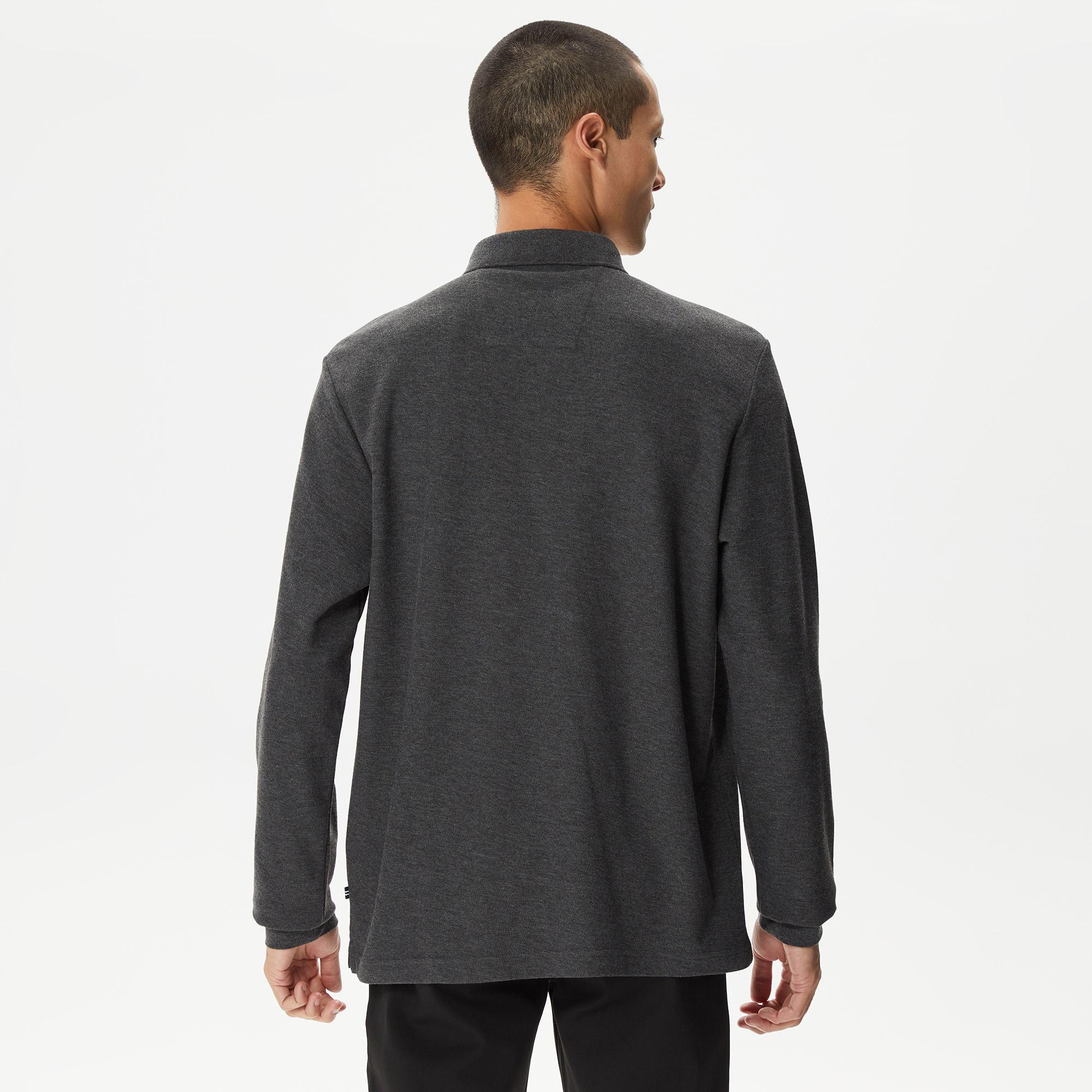 Nautica Erkek Gri Classic Fit Uzun Kollu Polo