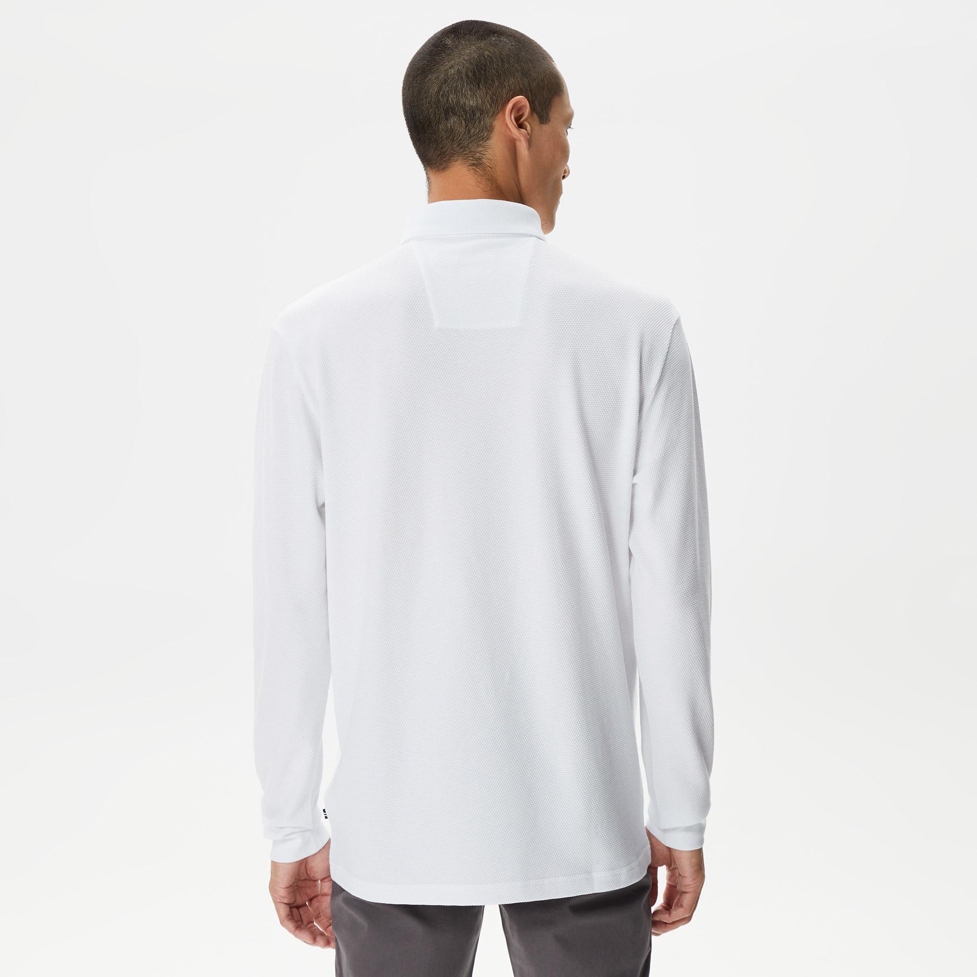 Nautica Erkek Beyaz Slim Fit Uzun Kollu Polo Yaka T-Shirt