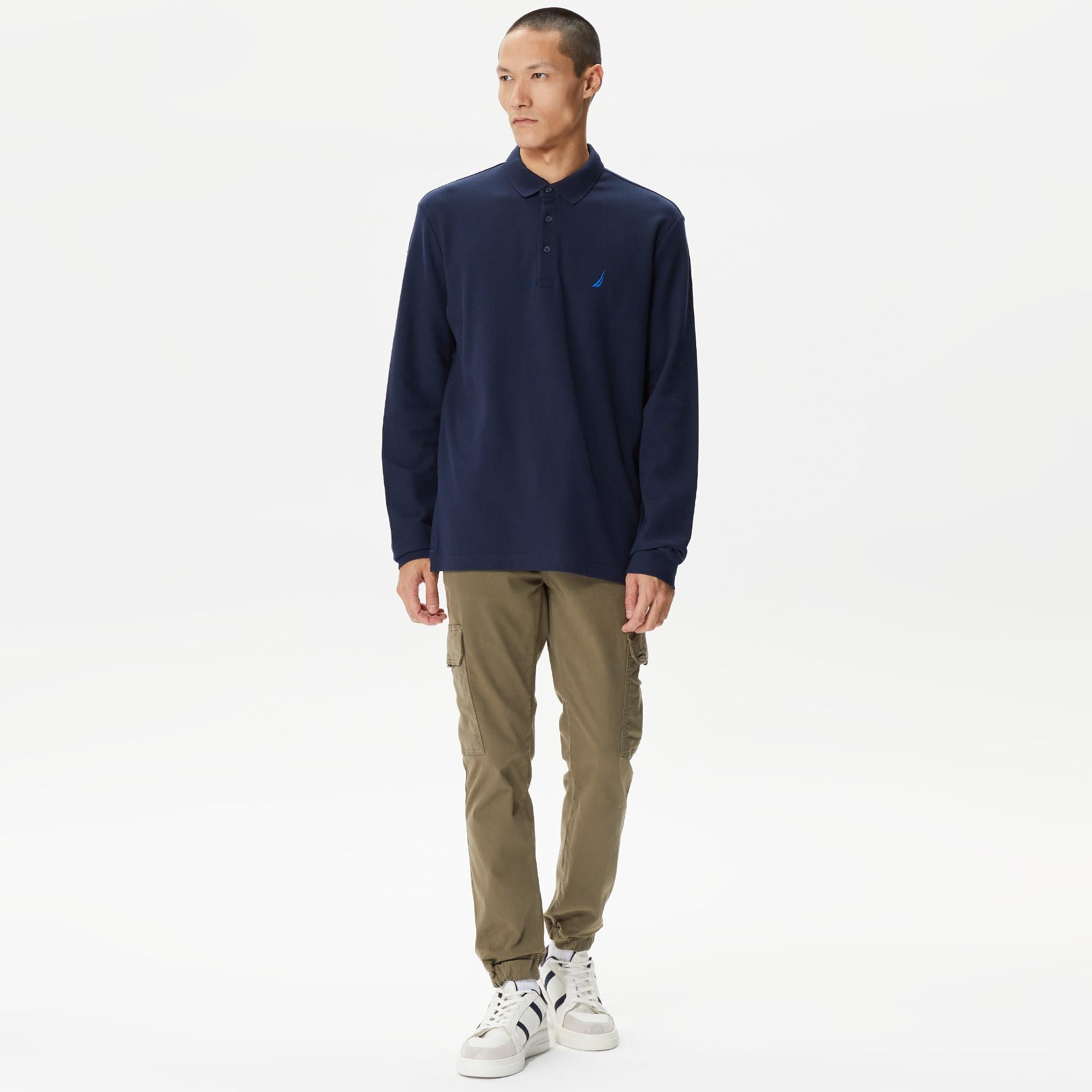 Nautica Erkek Lacivert Classic Fit Uzun Kollu Polo