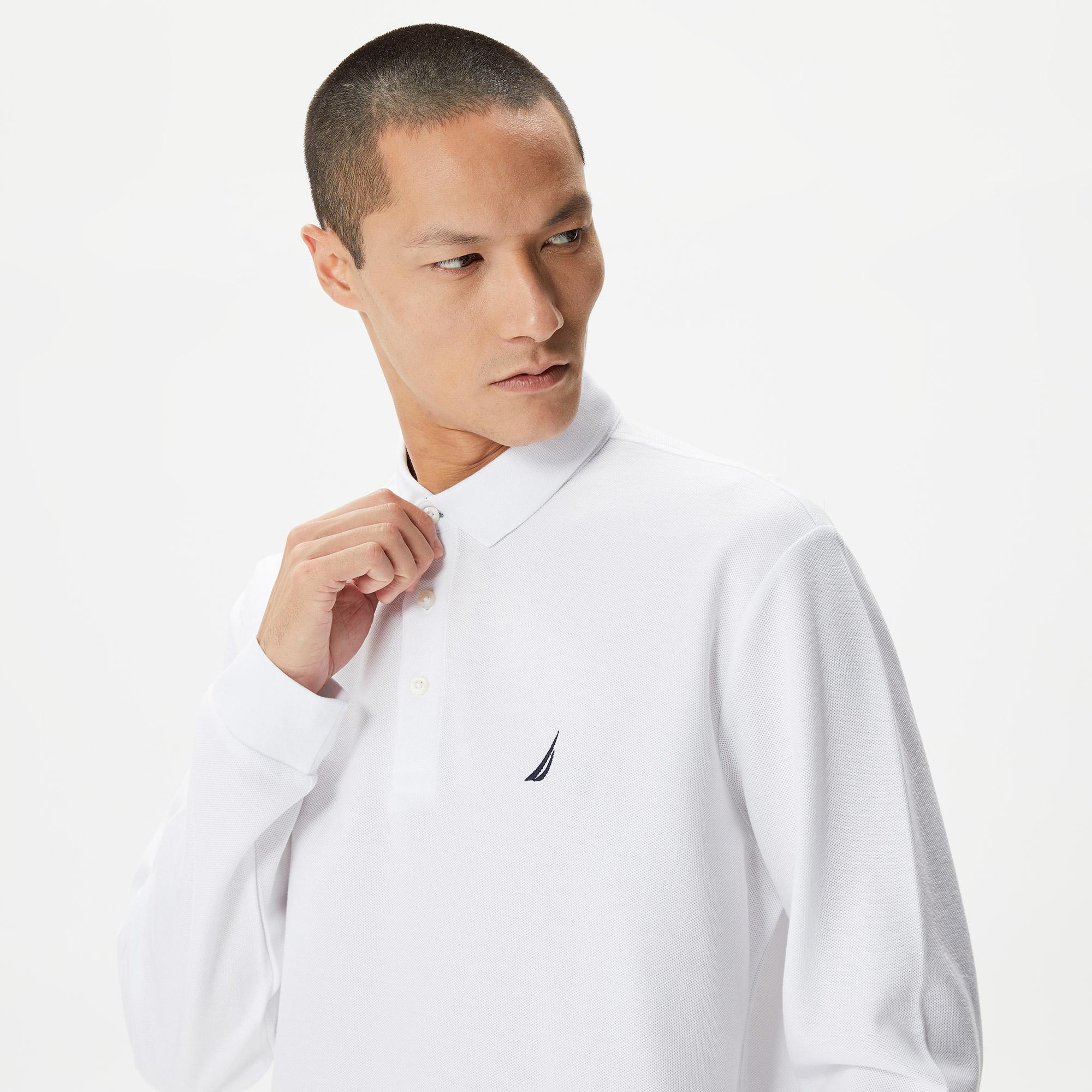 Nautica Erkek Beyaz Classic Fit Uzun Kollu Polo