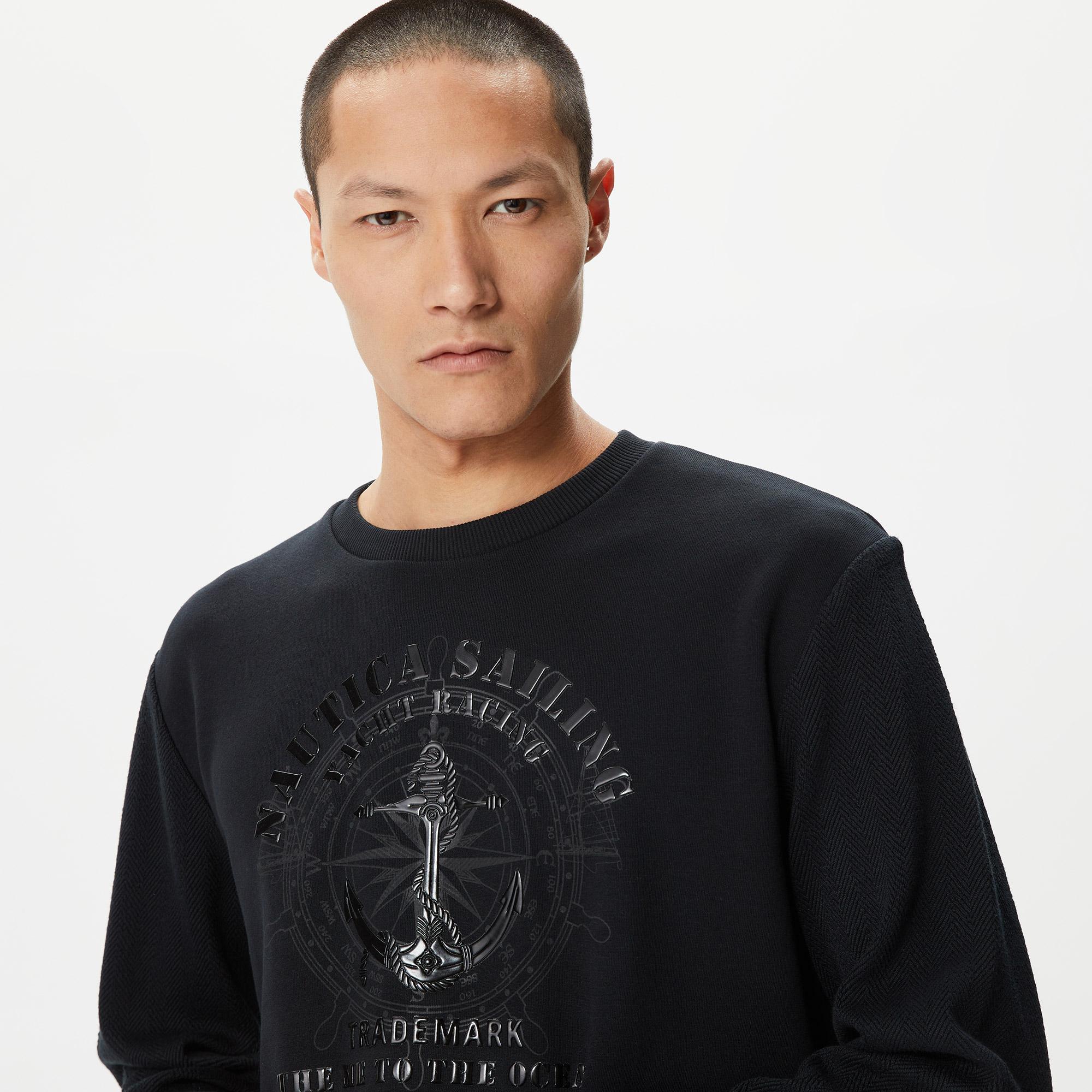 Nautica Erkek Siyah Standart Fit Sweatshirt