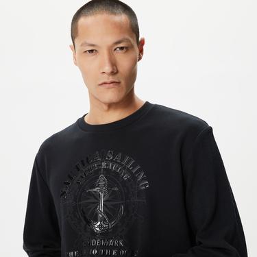  Nautica Erkek Siyah Standart Fit Sweatshirt