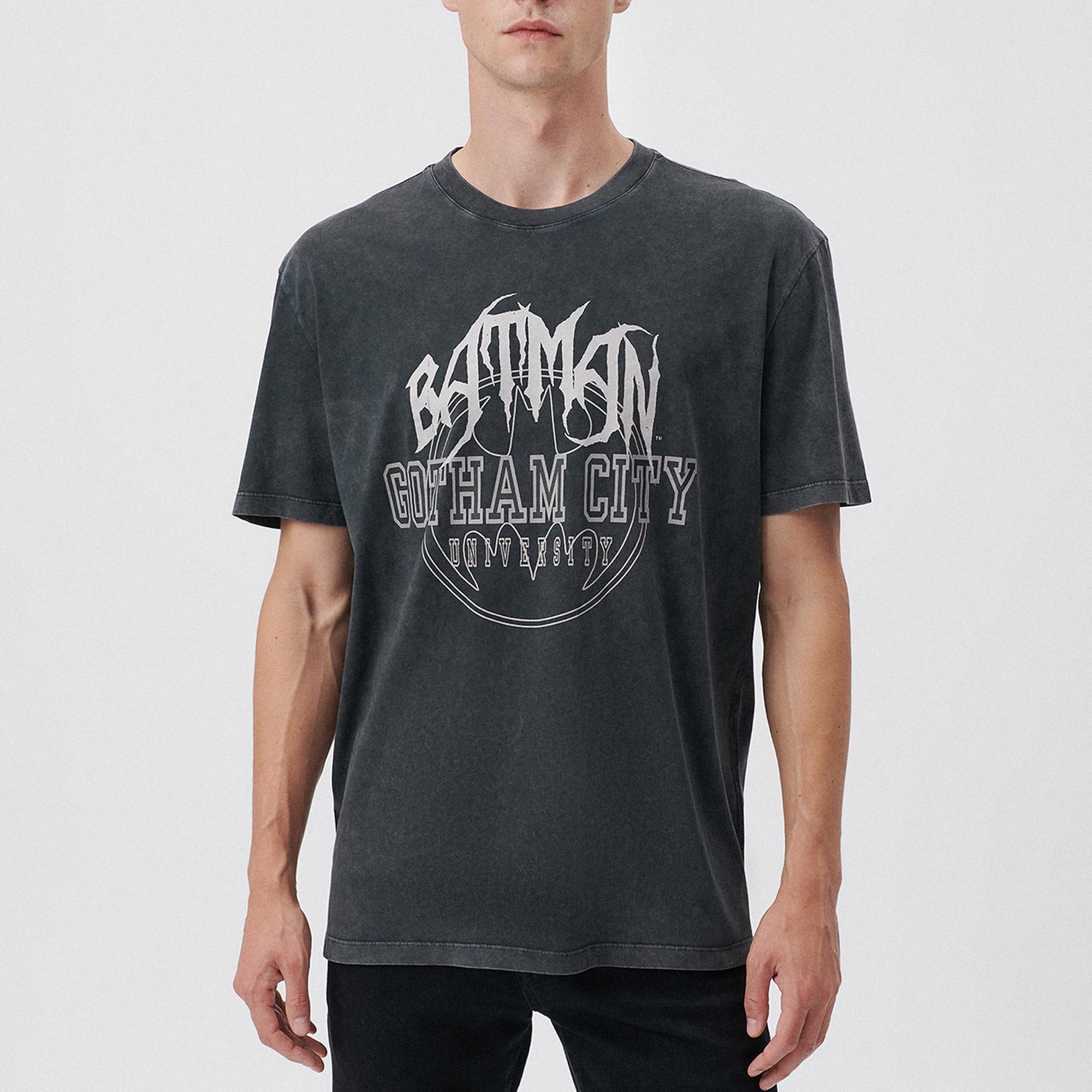 Mavi Batman Baskılı Antrasit Tişört Loose Fit / Bol Rahat Kesim 0611673-80022