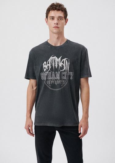  Mavi Batman Baskılı Antrasit Tişört Loose Fit / Bol Rahat Kesim 0611673-80022