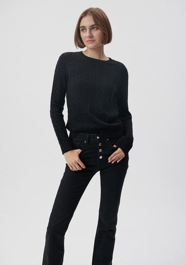  Mavi Bisiklet Yaka Siyah Kazak Slim Fit / Dar Kesim 1710341-900