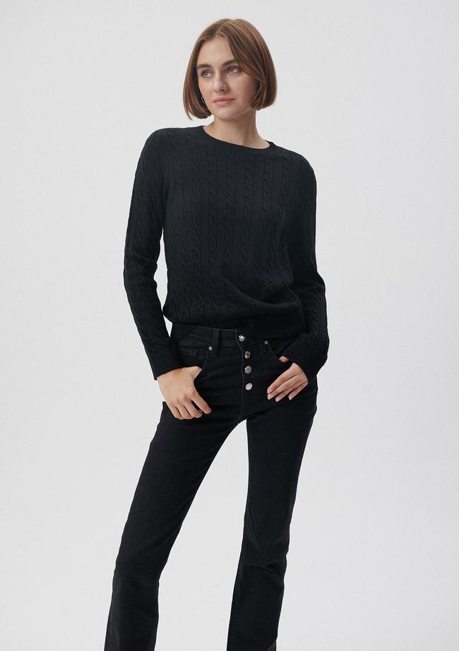  Mavi Bisiklet Yaka Siyah Kazak Slim Fit / Dar Kesim 1710341-900