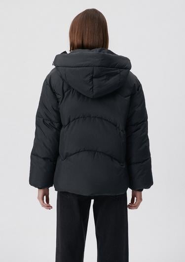  Mavi Siyah Şişme Mont Loose Fit / Bol Rahat Kesim 1110199-900