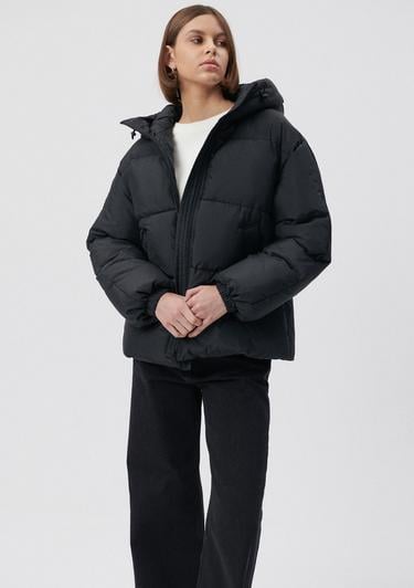  Mavi Siyah Şişme Mont Loose Fit / Bol Rahat Kesim 1110199-900