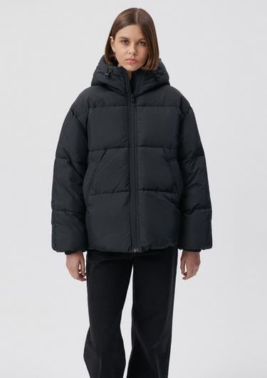  Mavi Siyah Şişme Mont Loose Fit / Bol Rahat Kesim 1110199-900