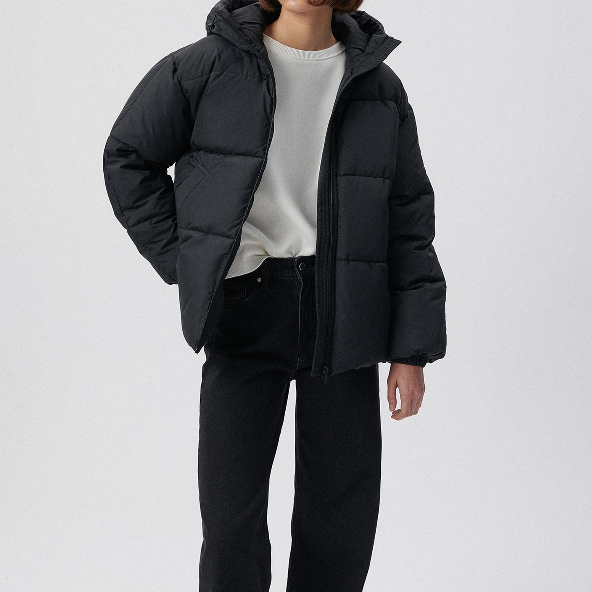 Mavi Siyah Şişme Mont Loose Fit / Bol Rahat Kesim 1110199-900