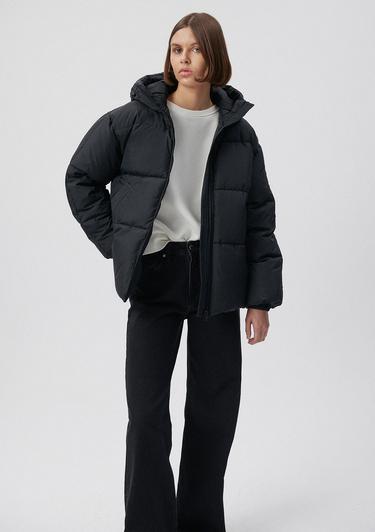  Mavi Siyah Şişme Mont Loose Fit / Bol Rahat Kesim 1110199-900