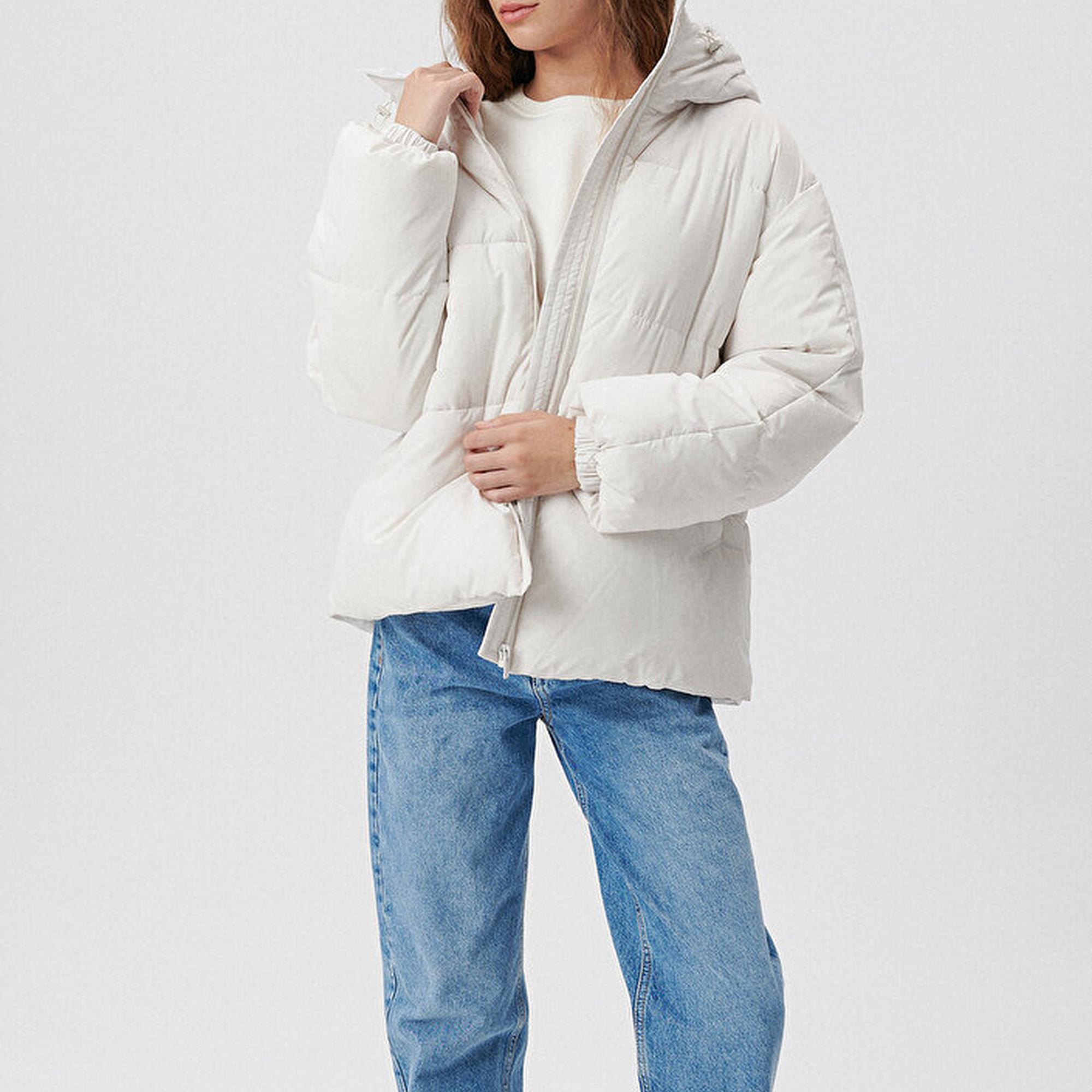 Mavi Gri Şişme Mont Loose Fit / Bol Rahat Kesim 1110199-83746