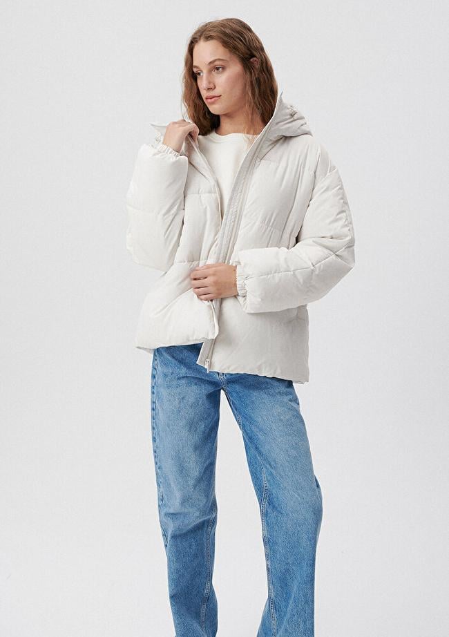  Mavi Gri Şişme Mont Loose Fit / Bol Rahat Kesim 1110199-83746