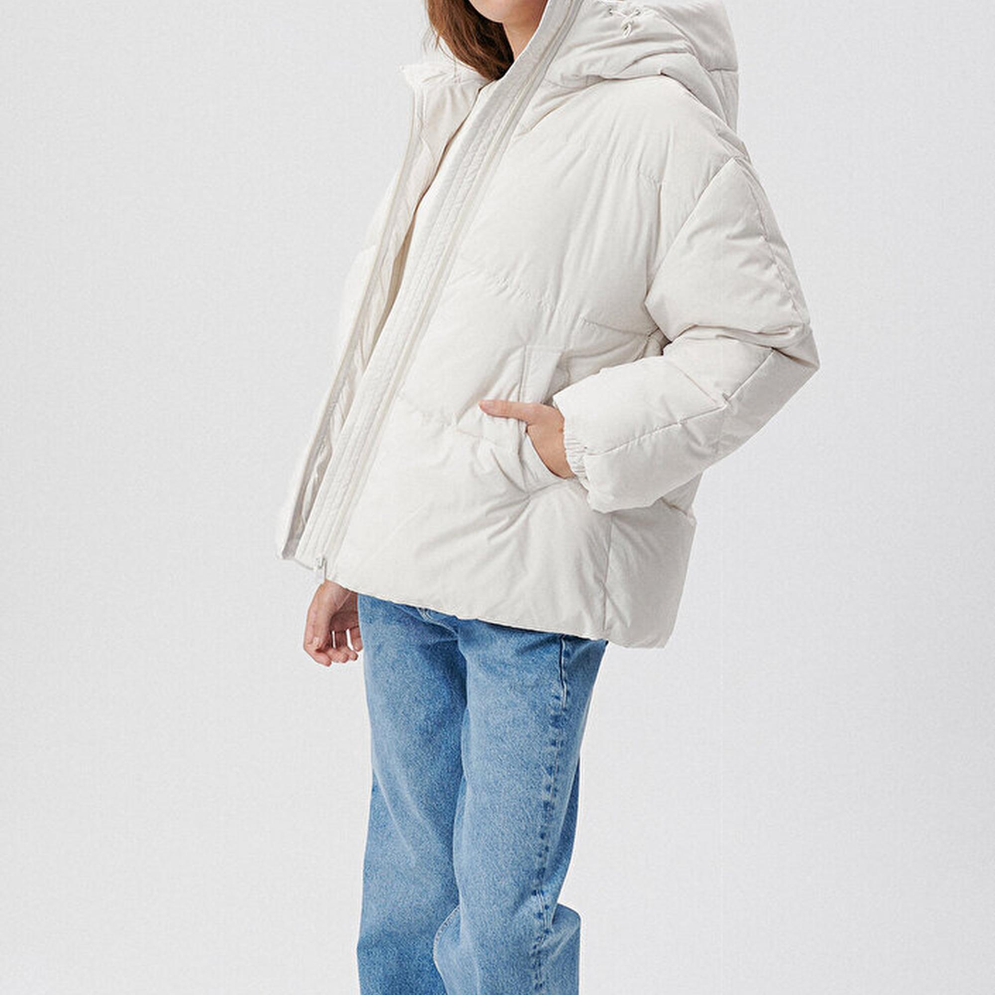 Mavi Gri Şişme Mont Loose Fit / Bol Rahat Kesim 1110199-83746