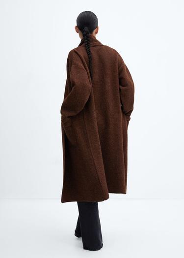  Mango Kadın Cepli Oversize Triko Palto Kahverengi