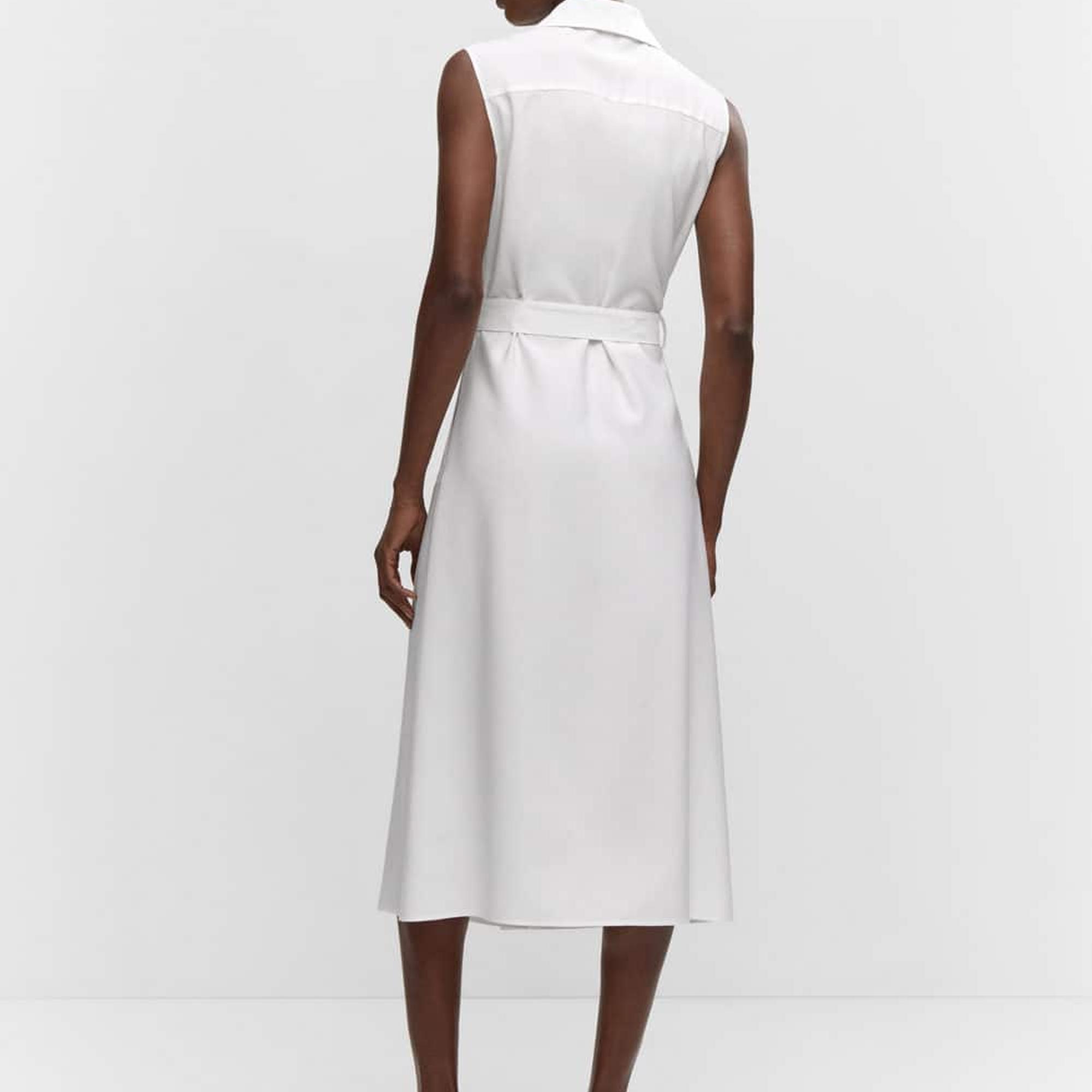 Mango Kadın Anvelop Kesimli Düğmeli Elbise Beyaz