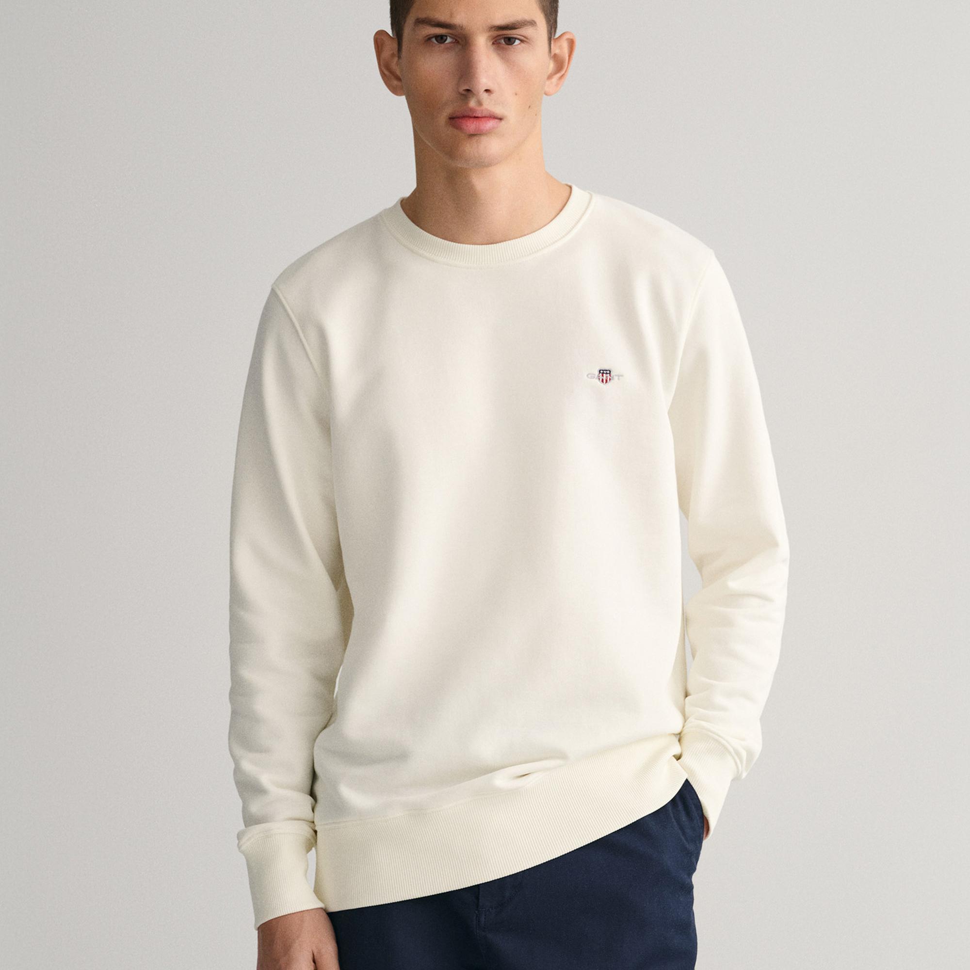 GANT Erkek Krem Regular Fit Bisiklet Yaka Sweatshirt