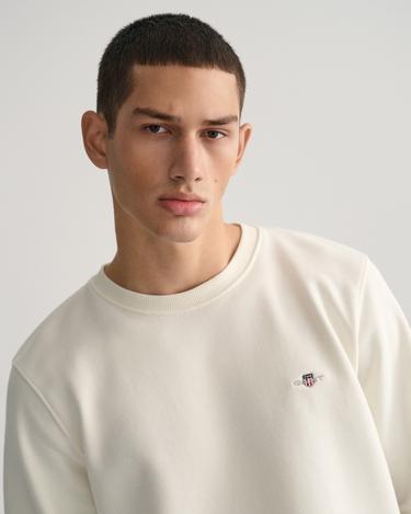  GANT Erkek Krem Regular Fit Bisiklet Yaka Sweatshirt