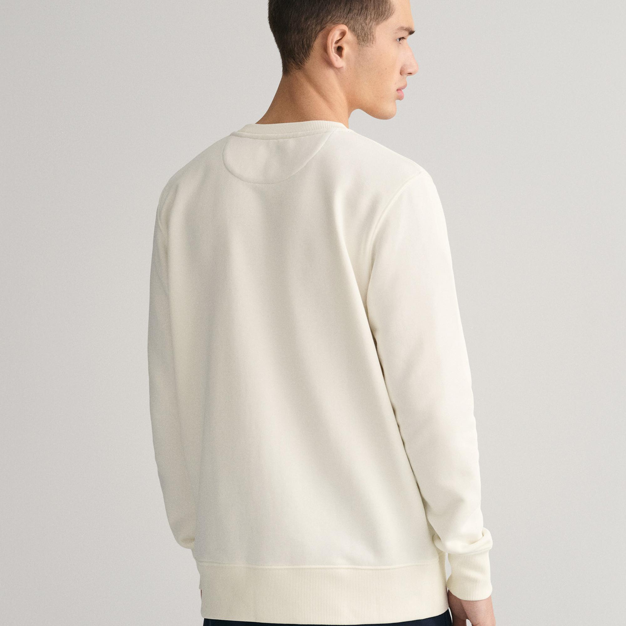 GANT Erkek Krem Regular Fit Bisiklet Yaka Sweatshirt