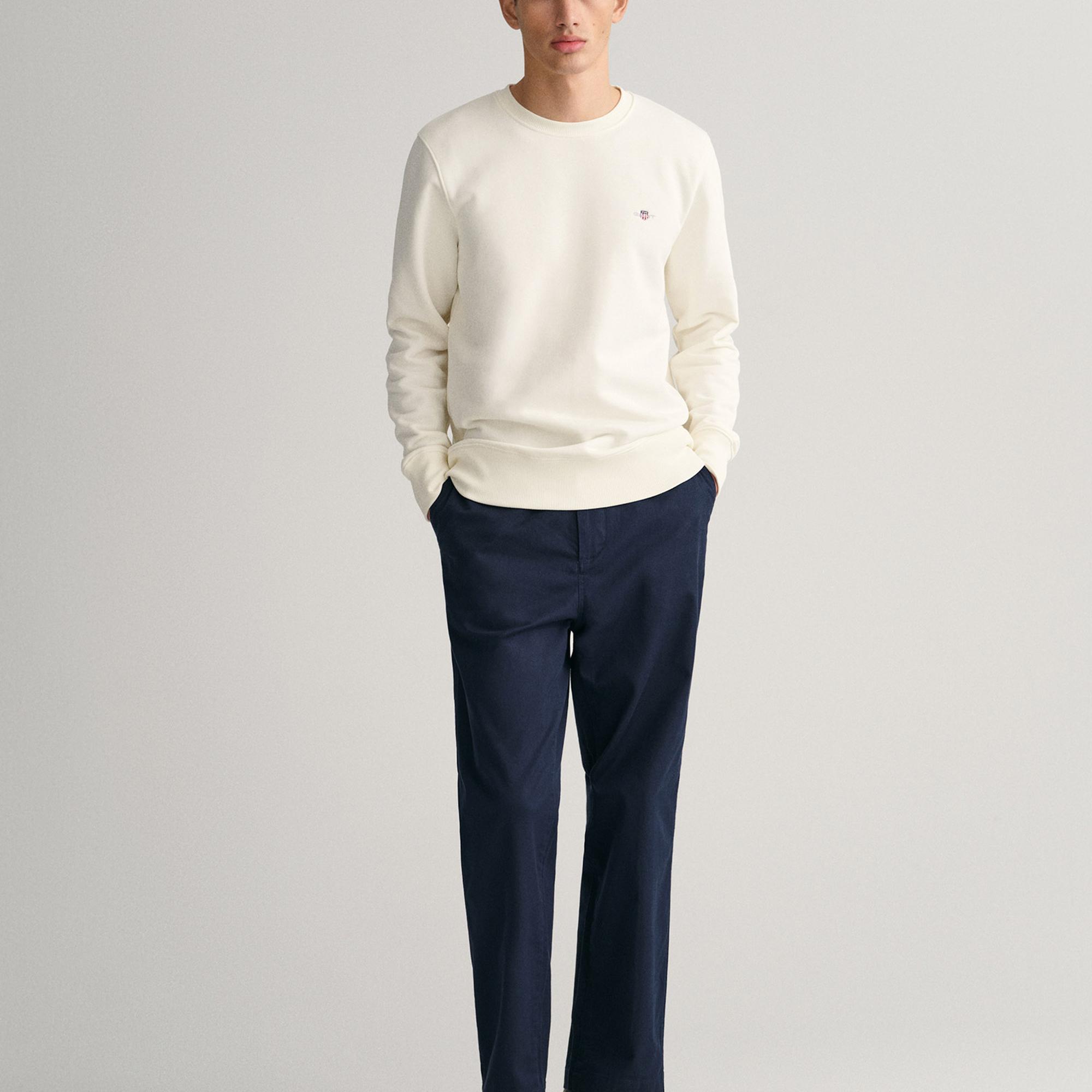 GANT Erkek Krem Regular Fit Bisiklet Yaka Sweatshirt