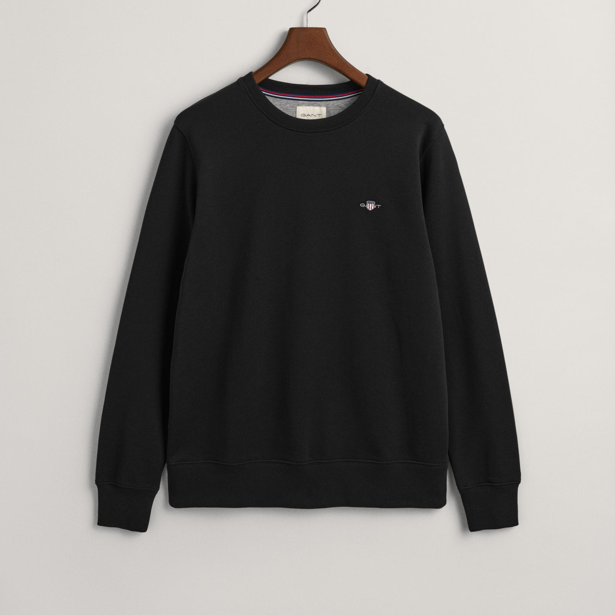 GANT Erkek Siyah Regular Fit Bisiklet Yaka Sweatshirt