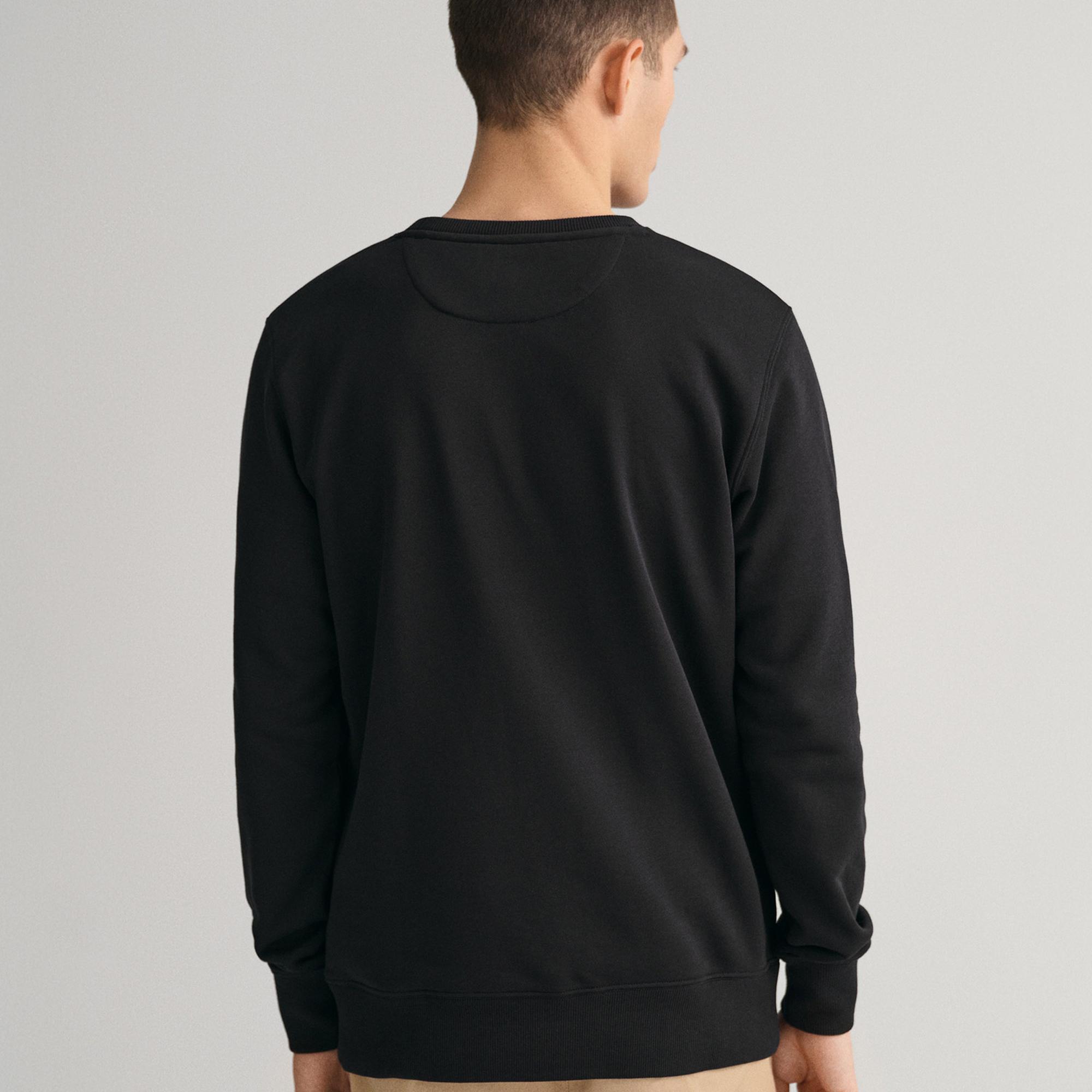 GANT Erkek Siyah Regular Fit Bisiklet Yaka Sweatshirt