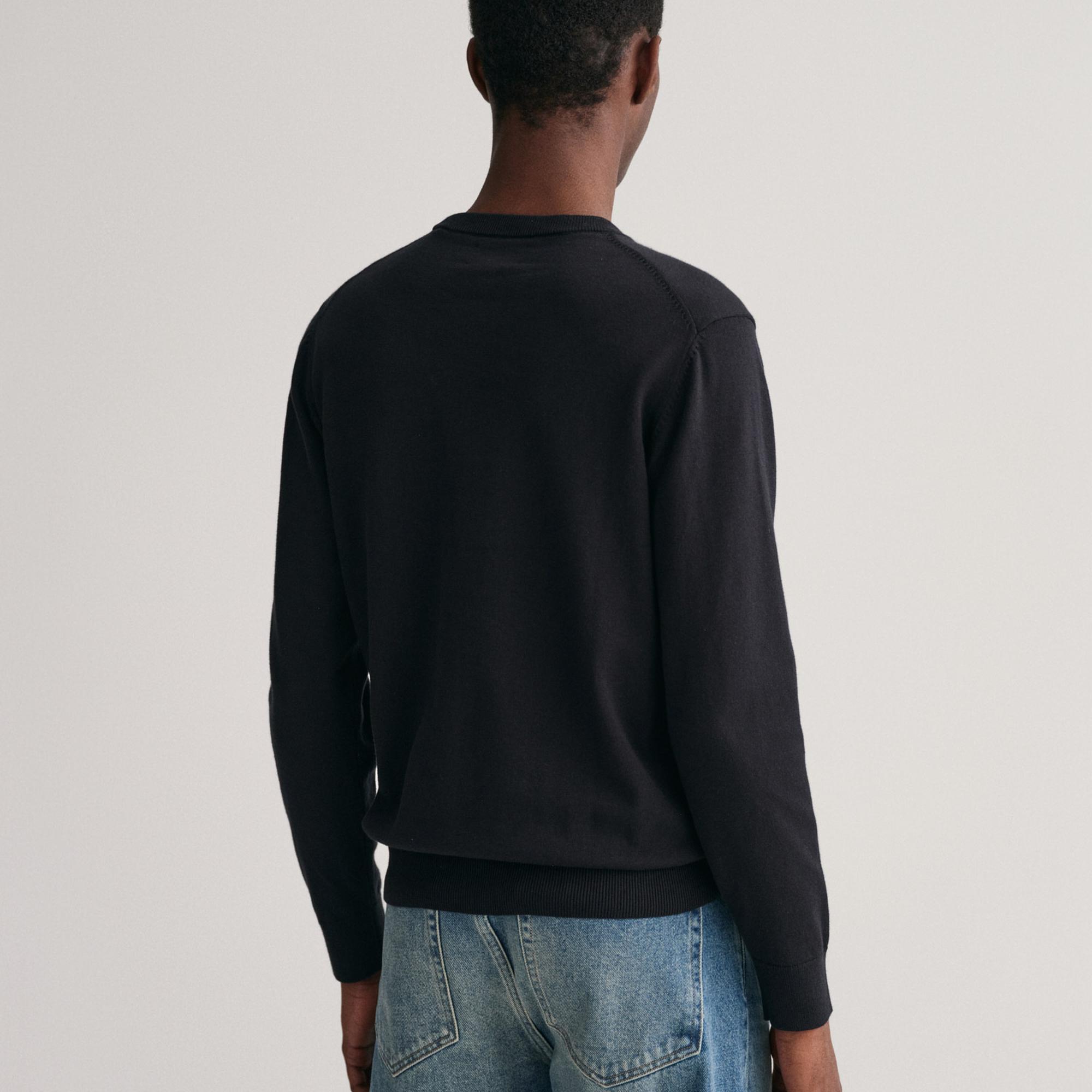 GANT Erkek Siyah Regular Fit Bisiklet Yaka Kazak