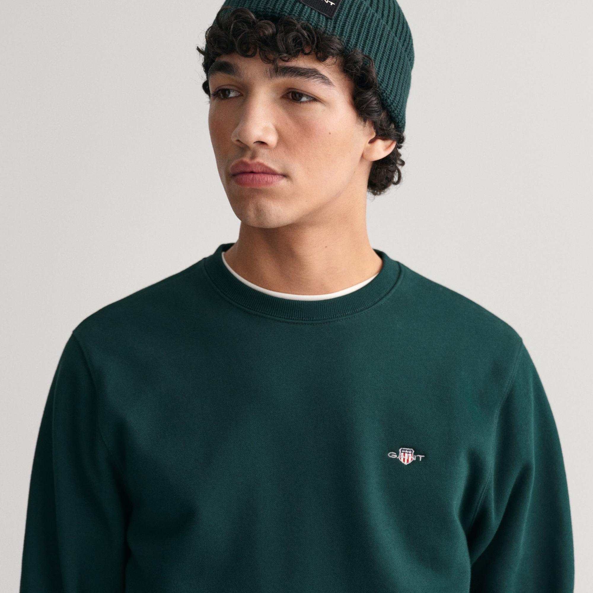 GANT Erkek Yeşil Regular Fit Bisiklet Yaka Sweatshirt