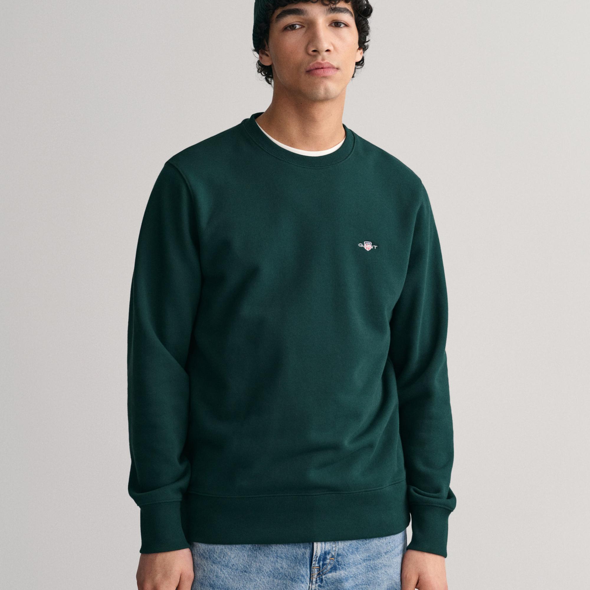 GANT Erkek Yeşil Regular Fit Bisiklet Yaka Sweatshirt