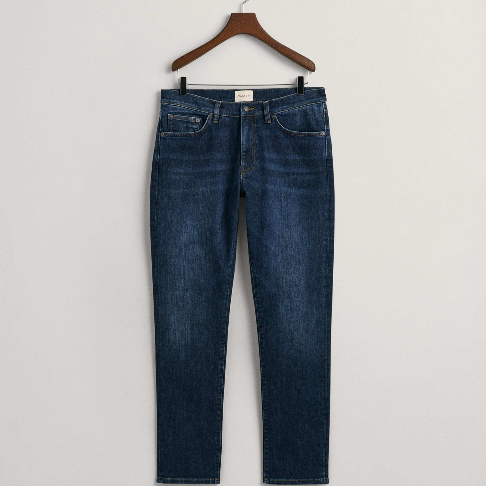 GANT Erkek Lacivert Slim Fit Jean Pantolon