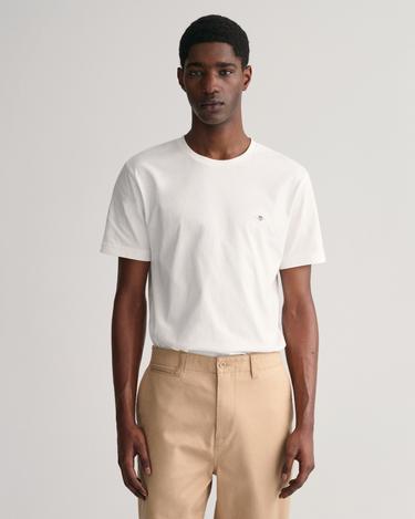  GANT Erkek Beyaz Regular Fit Bisiklet Yaka T-Shirt