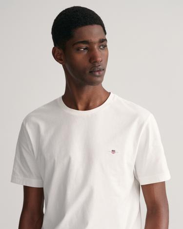  GANT Erkek Beyaz Regular Fit Bisiklet Yaka T-Shirt