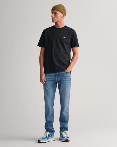  GANT Erkek Siyah Regular Fit Bisiklet Yaka T-Shirt