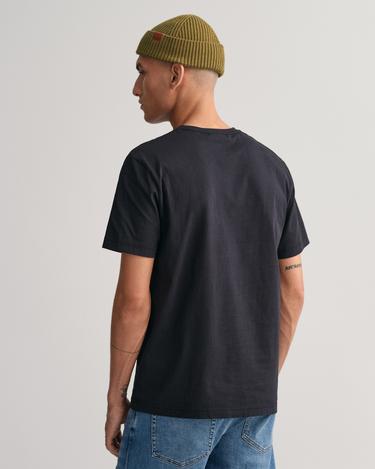  GANT Erkek Siyah Regular Fit Bisiklet Yaka T-Shirt