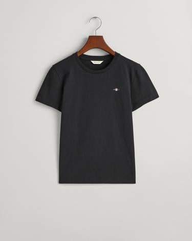  GANT Kadın Siyah Regular Fit Bisiklet Yaka T-Shirt