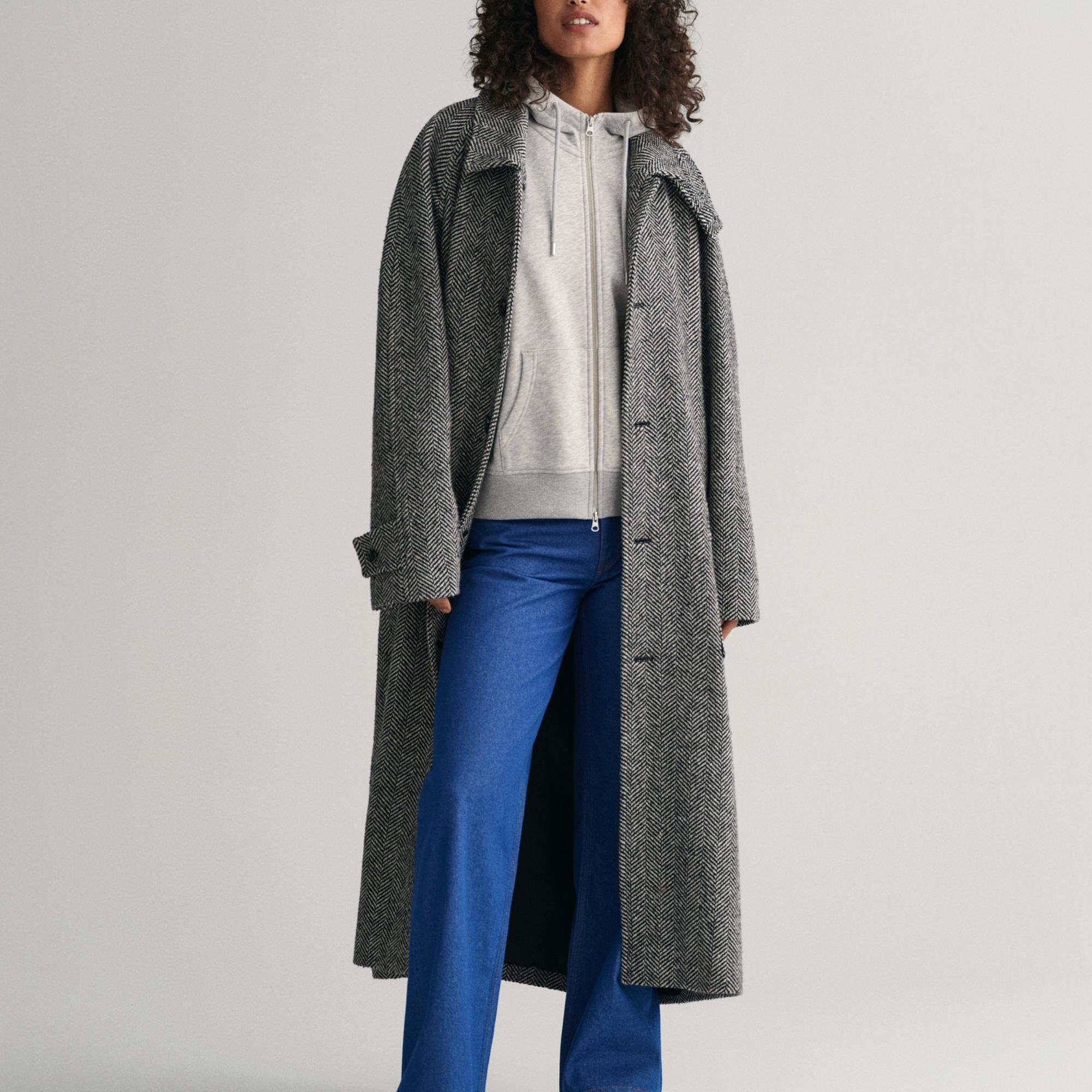 GANT Kadın Gri Relaxed Fit Fermuarlı Sweatshirt